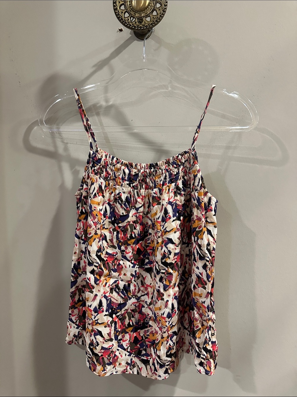 Evereve Multicolor Floral Spaghetti Strap Tank Lined - Cream/Multi